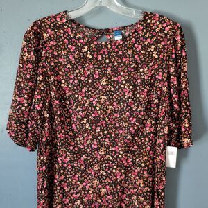 Old Navy Short Dress NEW XL Multicolor Ditzy Floral Smocking Cut out Cottagecore